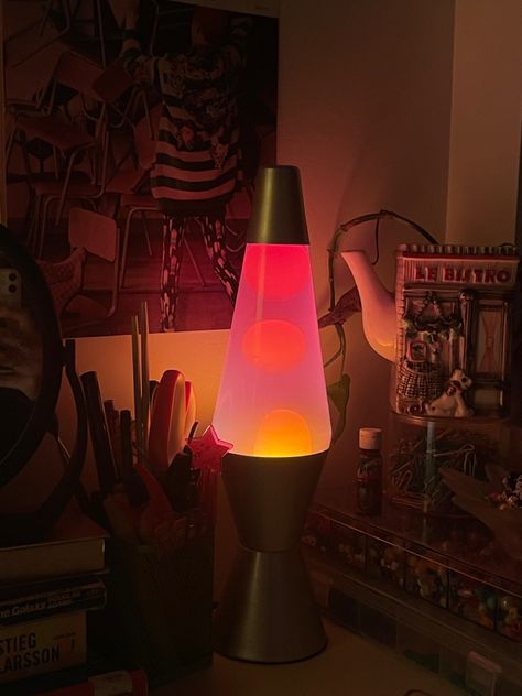 Night Lamps Aesthetic, Cool Desk Lamps, Cute Lamps Aesthetic, Lava Lamp Interior, Lava Lamp Room Decor, Lava Lamp In Room, Aesthetic Bedroom Lamp, Lava Lamps Aesthetic, Cool Bedroom Lamps