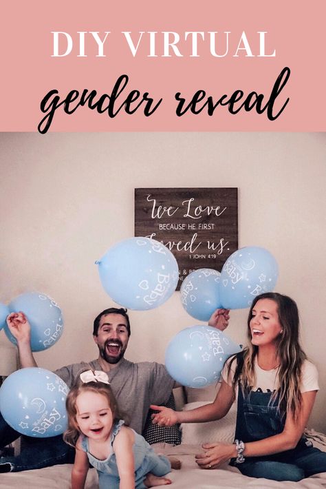 Easy Gender Reveal Ideas Simple, Virtual Gender Reveal Ideas, Long Distance Gender Reveal Ideas, Easy Gender Reveal Ideas, Virtual Gender Reveal, Sibling Gender Reveal, Cute Gender Reveal, Gender Reveal Diy, Simple Gender Reveal