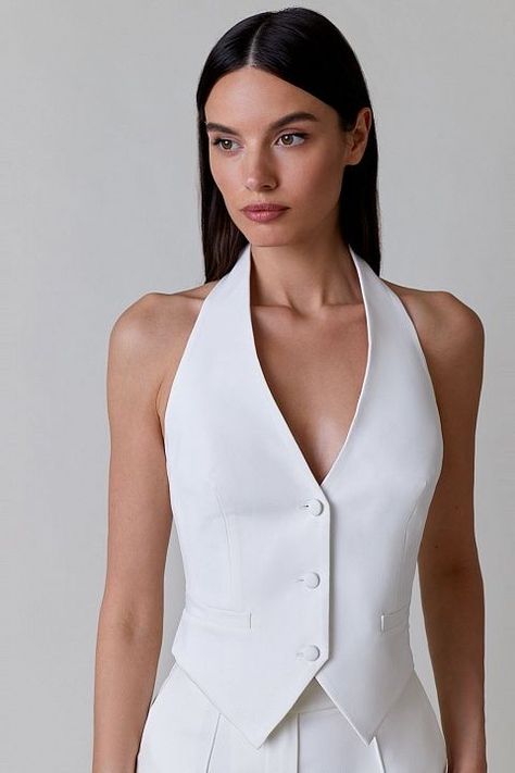 Waist Coat For Women, Womens 3 Piece Suit, Dresses For Everyday, Halter Vest, Waistcoat Woman, Formal Office, Womens Suits, Lapel Blazer, Formal Dresses Short