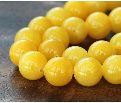 Yellow Mountain Jade Beads, 12mm Round Gem Mining, Yellow Jade, Amber Necklace, Amber Beads, Vintage Marketplace, Chunky Necklace, Jade Beads, Shades Of Yellow, Color Of The Year