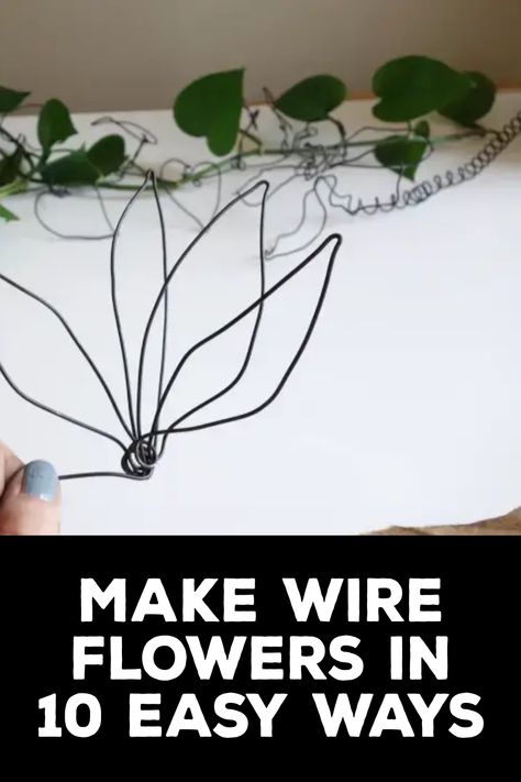 How to Make Wire Flowers Make Wire Flowers, Wire Plant Hangers Diy, Wire Flower Template, Wire Sunflower Tutorial, Wire Leaf Diy, How To Make Wire Flowers Tutorials, Thick Wire Crafts, Wire Flowers With Beads, Diy Metal Flowers How To Make