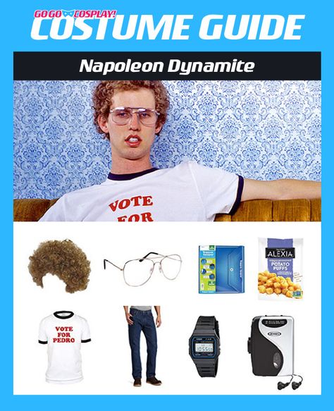 Napoleon Dynamite. #LaFawnda #UncleRico #VotePadro Napoleon Dynamite Costume, Suburban Town, Uncle Rico, Diy Cosplay, Costume Guide, Halloween Coustumes, Napoleon Dynamite, Clothing Crafts, Fairy Birthday Party