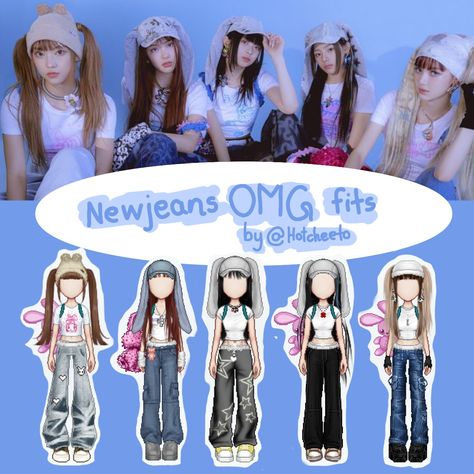 NEWJEANS OMG OUTFITS♡ New Jeans Kpop Omg Outfit, Newjeans Bunny Outfit, Newjeans Roblox Outfits, Nwjns Omg Outfits, Newjeans Concert Outfit, Kpop New Jeans Outfit, Newjeans Outfits Omg, New Jeans Style Outfit Kpop, New Jeans Everskies