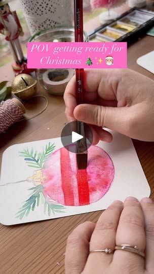 16K views · 2.2K reactions | It's timmme 🩷🎄🎅🏼

#watercolor #joy #redbubble #illustration #painting #artreels #cute #licensingartist #christmascards | Chelsey FY Minimalist Holiday Cards, Christmas Decorations Diy Crafts, Simple Drawings, Painting Water, Christmas Card Art, Watercolor Christmas Cards, Illustration Painting, Christmas Cards To Make, Watercolour Tutorials