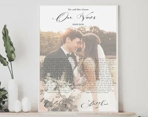 Wedding Vows with Photo, Wedding Vows Print, Our Vows Custom Framed, Wedding Vows Wall art, Couples Song Wall art, Anniversary Gift, Vows Display Vows, Framed Wedding Vows, Vows Wall Art, Song Wall Art, Memorable Wedding Ideas, Couple Song, Art Couples, Top Wedding Trends, Great Anniversary Gifts