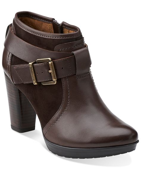 Clarks "Lida Dallas" Leather & Suede Bootie is on Rue. Shop it now. Trending Womens Shoes, Cheap Shoes Online, Casual Ankle Boots, Clarks Women's, Pretty Shoes, Dark Brown Leather, Clarks Shoes, Trendy Shoes, Suede Booties