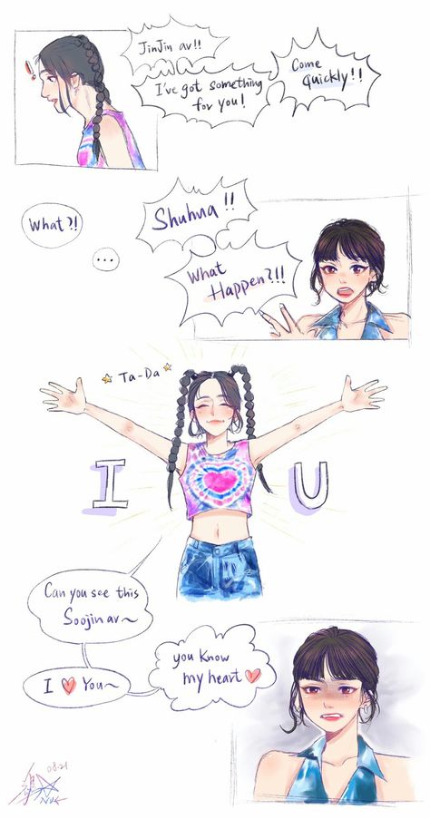 Sooshu Fanart, Soojin And Shuhua, Kpop Pictures, Fanart Kpop, Neverland Art, Ulzzang Makeup, Soft Clothes, Kpop Fanart, G I Dle