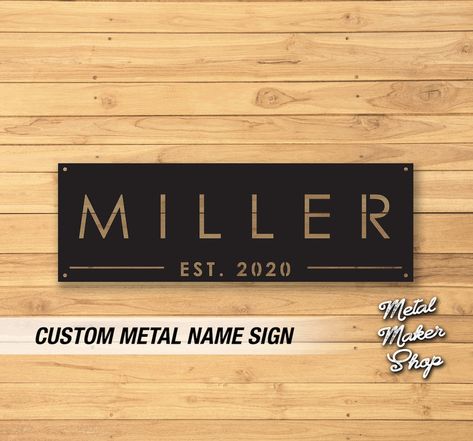 Metal Signs Personalized Custom Metal Sign Metal Name Sign - Etsy Australia Metal Name Signs Outdoor, Metal Sign Ideas, Staff Engagement, Backyard Signs, Hospital Signs, Garden 2023, House Porch, Bourbon Bar, Bar Basement