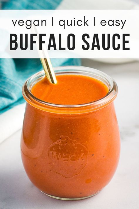 Vegan Buffalo Sauce Recipe, Buffalo Chicken Dip Ingredients, Vegan Buffalo Sauce, Vegan Wings, Buffalo Sauce Recipe, Vegan Sauce Recipes, Dairy Free Sauces, Wing Sauce Recipes, Chicken Wing Sauces