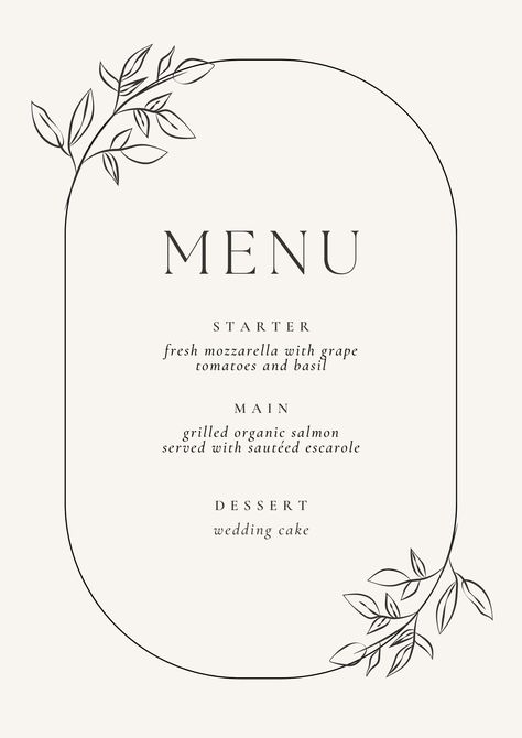 Elegant Wedding Menu, Templates Aesthetic, Menu Card Design, Wedding Menu Template, Wedding Desserts, Menu Template, Instagram Highlight Icons, Menu Cards, Wedding Stationary