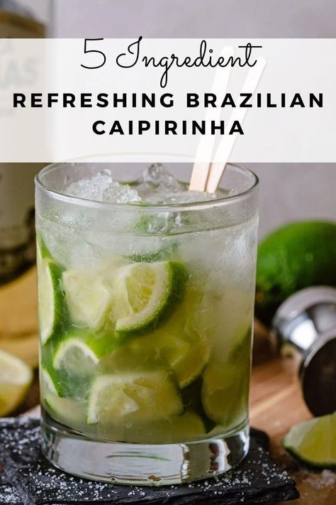 An easy Caipirinha, Brazil’s national cocktail, is simple but incredibly delicious and refreshing! This easy Brazilian cocktail is made with only 4 ingredients and no special equipment or bartending skills necessary. Follow my recipe for the best, foolproof caipirinha you will ever make! Caprihania Drink Recipe, Capriana Cocktail, Capirihina Recipe, Brazilian Drinks Alcohol, Caipirinha Recipe, Brazilian Drink, Cachaca Cocktails, Brazilian Cocktail, Mixed Drinks Alcohol