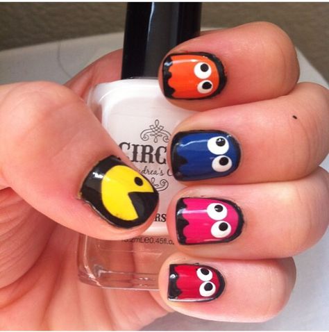 Pac man Guy Nail Ideas, Pac Man Nails, Mac Nails, Man Nails, Toes Nails, Classy Nail, Instagram Contest, Simple Fall Nails, Hippie Nails