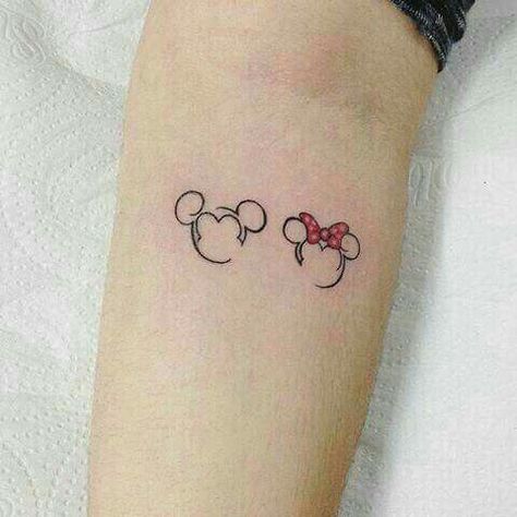 Mickey Tattoo Ideas, Mickey And Minnie Tattoo, Tiny Disney Tattoo, Mickey And Minnie Tattoos, Minnie Tattoo, Rust Game, Mickey Tattoo, Mickey Mouse Tattoo, Tattoo Design Tattoo