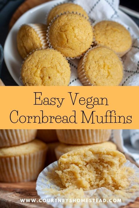 Vegan Jiffy Cornbread Recipe, Vegan Corn Muffins, Vegan Cornbread Muffins, Cornbread Muffins Recipe, Vegan Bbq Recipes, Cornbread Recipe Sweet, Vegan Cornbread, Vegan Chili Recipe, Simple Muffin Recipe