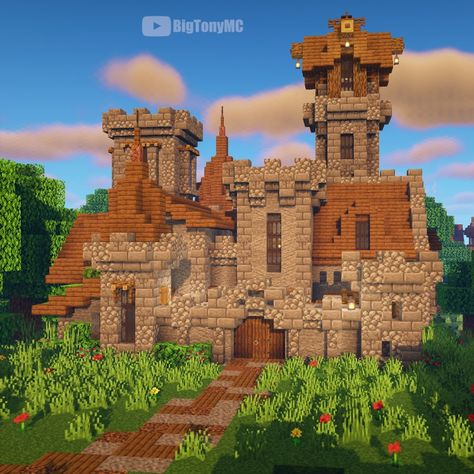 A tiny but super-detailed castle! Hit the link for part 1 of the tutorial! Minecraft Houses Castle, Chalet Minecraft, Château Minecraft, Minecraft Castle Blueprints, Villa Minecraft, Minecraft Medieval House, Minecraft Castle Designs, Little Castle, Construction Minecraft