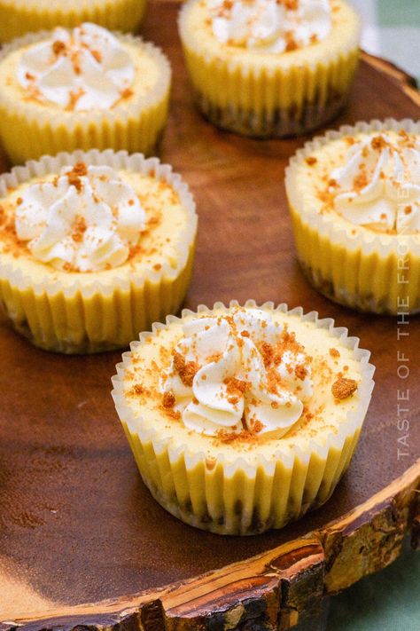 Mini Biscoff Cheesecake Recipes, Pumpkin Cheesecake Mini, Mini Biscoff Cheesecake, Holiday Desert Recipes, Home Decor Photography, Viral Recipes, Biscoff Cheesecake, Decor Photography, Treat Recipes