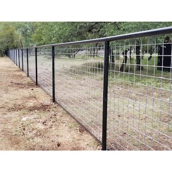 Tarter 4-ft H x 16-ft W Silver Steel Containment Fence Panel in the Metal Fence Panels department at Lowes.com Dog Yard Fence, Diy Fence Ideas Cheap, Hog Wire Fence, Livestock Fence, Pipe Fence, Welded Wire Fence, Diy Backyard Fence, Metal Fencing, Cattle Panels