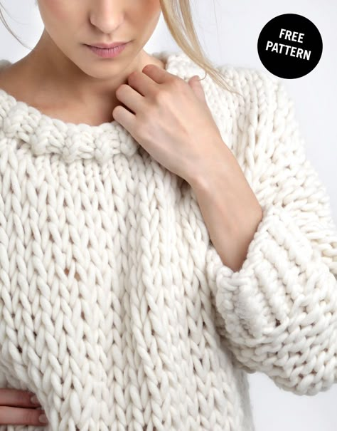 Free knitting patterns | Knitting | WOOL AND THE GANG -sign up to download                                                                                                                                                      More Pull Mohair, Wool And The Gang, Knitting Patterns Free Sweater, Jumper Knitting Pattern, Chunky Knitting Patterns, Chunky Knitting, Diy Vetement, Knitting Sweaters, Chunky Knits