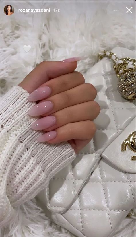 Almond Uv Gel Nails, Pink Sheer Nails Acrylic, Blush Pink Almond Nails, Neutral Jelly Nails, Sheer Pink Almond Nails, Clear Nude Acrylic Nails, Blush Pink Acrylic Nails, Work Nails Acrylic, Neutral Nails Pink