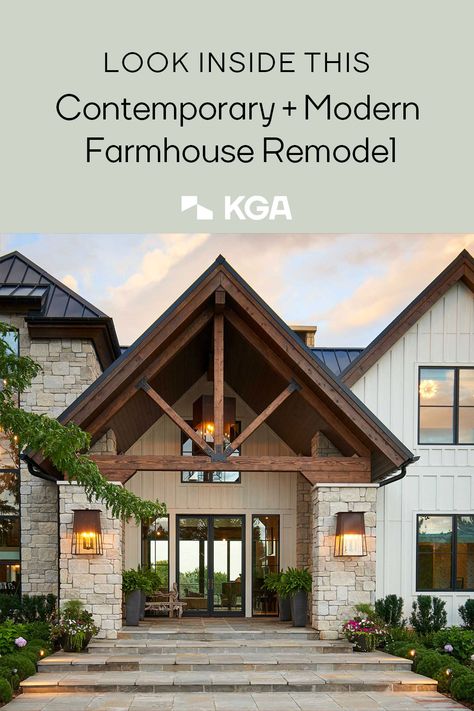 Modern Farmhouse Remodel, Farm Style House, Ranch House Exterior, Lake Houses Exterior, Farmhouse Architecture, Modern Rustic Homes, Farmhouse Remodel, Modern Farmhouse Exterior, Ranch Style Homes