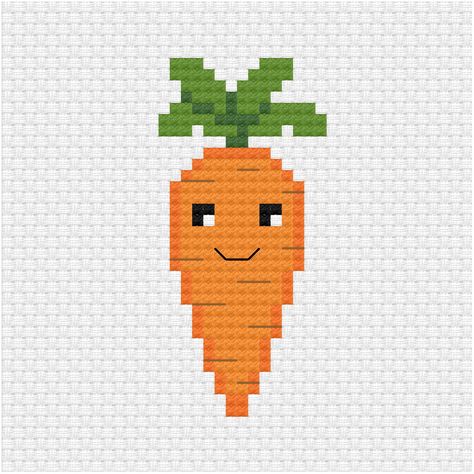 The 12th upload to my patreon. Cute carrot cross stitch pdf pattern - Ringcat #crossstitchpattern #carrot #food Vegetable Cross Stitch, Easy Cross Stitch Patterns For Beginners, Kawaii Cross Stitch Pattern, Duplicate Stitch, Cute Carrot, Kawaii Cross Stitch, Cross Stitch Fruit, Tiny Cross Stitch, Small Cross Stitch