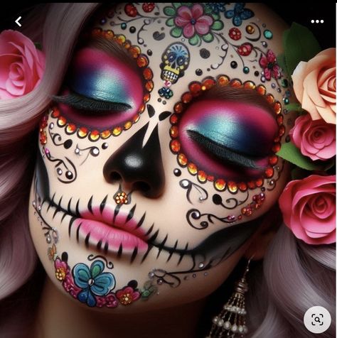 Sugar Skull Men Makeup, Mexican Day Of The Dead Makeup, Half Face Sugar Skull Makeup, Pink Day Of The Dead Makeup, Day Of The Dead Makeup Ideas, Catrina Face Paint, Halloween Makeup Ghost, Sugar Skull Makeup Pretty, Dia De Los Muertos Makeup Ideas