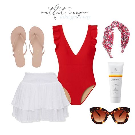 Red Bathing Suit Outfit, Red One Piece For Beach Season, Red One-piece For Beach Season, Red One-piece Swimsuit For Poolside Spring, Red One Piece Bathing Suit, Red One-piece Swimsuit For Beach Season, Camp Fits, Red Sleeveless One-piece Swimsuit, Clueless Closet