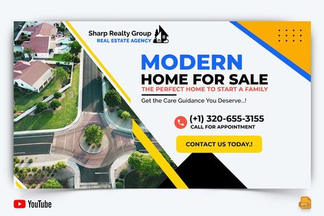 Real Estate YouTube Thumbnail Design -001 Social Media Fashion Blog Template, Youtube Thumbnail Design, Modern Homes For Sale, Fashion Templates, Thumbnail Design, Portfolio Web Design, Youtube Thumbnail, Real Estate Agency, Design Ad