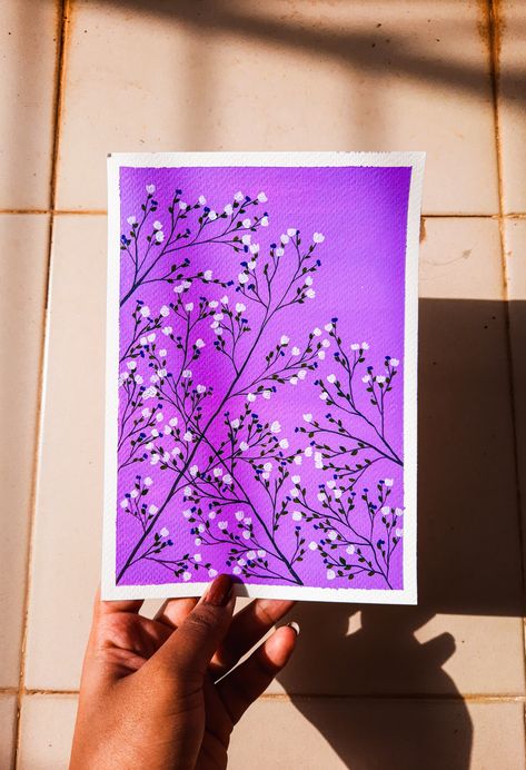 Simple Purple Flower Painting, Purple Oil Pastel Art, Lavender Aesthetic Painting, Purple Drawing Easy, Purple Canvas Painting Easy, Easy Purple Painting Ideas, Purple Art Aesthetic Painting, Purple Background Painting, Purple Drawing Ideas