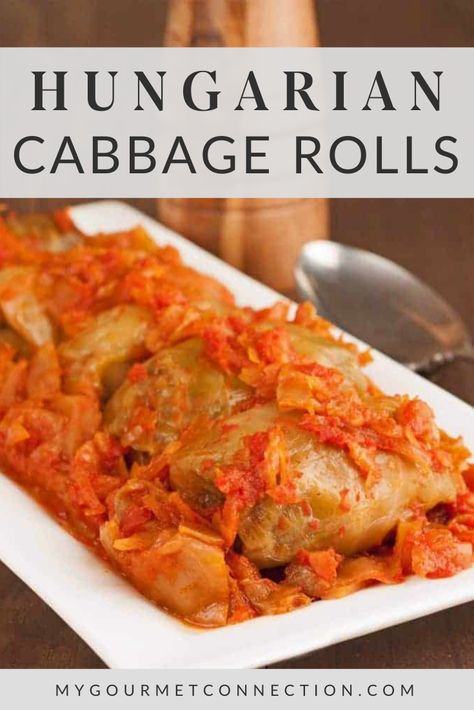 Our family recipe for Hungarian Stuffed Cabbage Rolls uses a filling of ground meat and rice and a thick tomato sauce flavored with sauerkraut and bacon. Hungarian Stuffed Cabbage Rolls, Ground Meat And Rice, Hungarian Cabbage, Hungarian Stuffed Cabbage, Sour Kraut, Rabbit Recipe, Cabbage Dishes, German Dishes, Pierogi Recipe