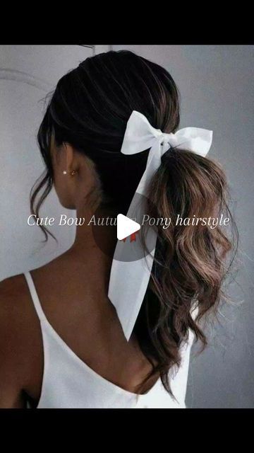 Bridal Low Ponytail, Ponytail With Bow, Full Ponytail, Ponytail Bow, Bow Ponytail, Cute Autumn, Bow Hairstyle, Low Ponytail, Fall Hair