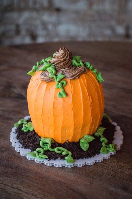 Small Pumpkin Cake | Cake by Melissa Holcomb at Honeymoon Ba… | Nova Vista Photography (Brenna Horton) | Flickr Bundt Cake Pumpkin Shape, Pumpkin Shaped Smash Cake, Cake That Looks Like A Pumpkin, Halloween Cake Pumpkin, Pumpkin Cake Decorating Ideas, Pumpkin Design Cake, October Birthday Cakes, Pumpkin Decorated Cake, Pumpkin Smash Cake 1st Birthdays