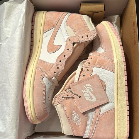 Beautiful New Washed Pink Jordans! Never Worn. Washed Pink Jordans, Nike Shoes New, Pink Jordans, Newest Jordans, Nike Pink, Jordan 1 Retro, Jordan 1, Nike Shoes, Nike Women