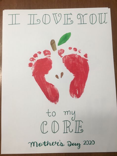 Infant Art For Grandparents Day, I Love You To My Core Apple Craft, Mother Day Infant Craft, If Grandparents Were Apples, Grandparents Footprint Crafts, Baby Grandparents Day Craft, Grandparents Day Footprint Art, Apple Handprint Art, Mother’s Day Artwork For Infants