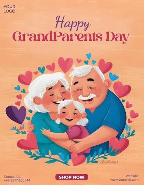 Vector happy grandparents day post banne... | Premium Vector #Freepik #vector Grandparents Day Banner, Design For Social Media, Happy Grandparents Day, Parents Day, Grandparents Day, Creative Ads, Vector File, Flyer Design, Premium Vector