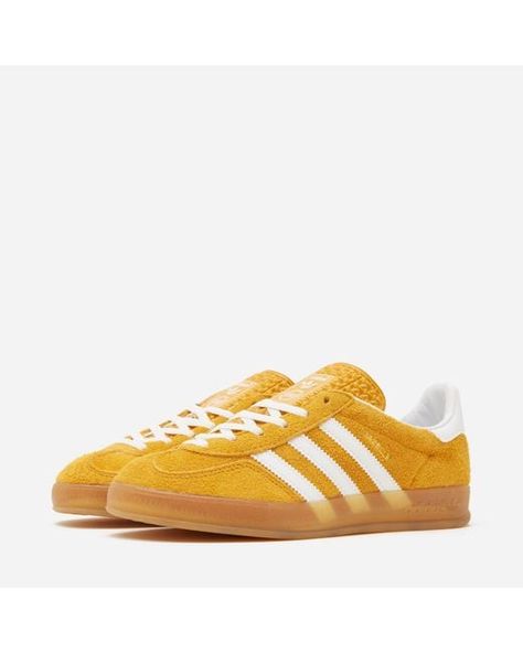 adidas Originals Gazelle Indoor Women's in Yellow | Lyst Rome Summer, Adidas Gazelle Outfit, Shoe Rotation, Yellow Adidas, Adidas Originals Gazelle, Sneakers Looks, Indoor Sports, Yellow Outfit, Adidas Outfit