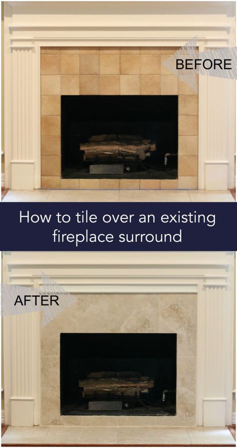 Fireplace Remodel Diy, Tile Around Fireplace, Fireplace Upgrade, Tile Over Tile, Victorian Fireplace Tiles, Corner Fireplaces, Painted Fireplace, How To Tile, Diy Fireplace Makeover