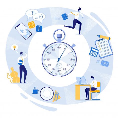 Working day, stopwatch with daily tasks ... | Premium Vector #Freepik #vector #people #computer #man #girl Flat Plan, Man Office, Vector People, Image Svg, Daily Task, Planning And Organizing, Daily Tasks, Animation Design, Flat Icon