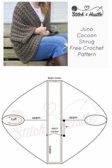 Crochet Shrug Pattern Free, Crochet Cocoon, Gilet Crochet, Crochet Shrug Pattern, Shrug Pattern, Crochet Shrug, Crochet Cardigan Pattern, Crochet Vest, Chale Crochet