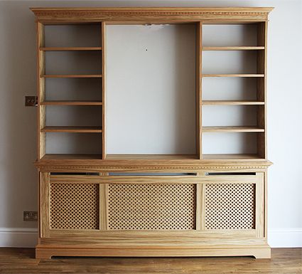 radiator cover with bookcase Radiator Heater Covers, Radiator Covers, Living Room Wall Units, Heater Cover, Oak Bookcase, Radiator Cover, Built In Bookcase, Built In Shelves, Big Houses