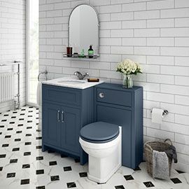 Vanity Unit Bathroom Suites | Vanity Unit Toilet Suites | Victorian Plumbing Cloak Room, Cloakroom Toilet, Heritage Bathroom, Blue Vanity, Downstairs Toilet, Cottage Bathroom, Wet Room, Bathroom Suites, Bathroom Units