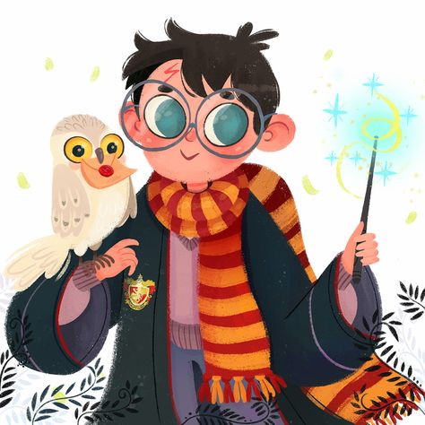 Classe Harry Potter, Harry Potter Cartoon, Harry Potter Owl, Harry Potter Illustrations, Harry Potter Illustration, Harry Potter Artwork, Harry Potter Drawings, Harry James Potter, Harry Potter 2