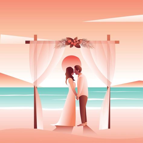 Beach Wedding Wedding Clipart Free, Wedding Symbols, Wedding Vector Art, Beach Drawing, Wedding Drawing, Beach Clipart, Beach Illustration, Wedding Clip, Wedding Elements