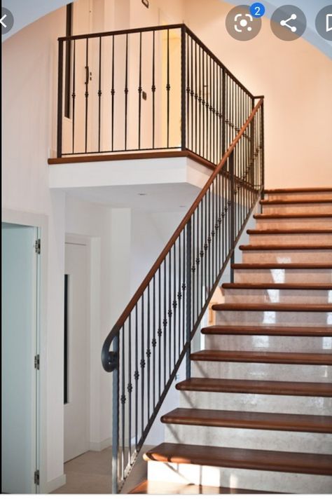 Iron And Wood Stair Railing, Wood Stair Railing, Wood Railings For Stairs, Iron Stair Railing, Stair Railing Design, Indian Home Design, House Arch Design, Arch Design, Wood Stairs