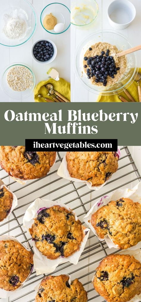 These tender oatmeal blueberry muffins are soft and fluffy, studded with plenty of blueberries for a sweet flavor! Oatmeal Blueberry Muffins, Oatmeal Ideas, Breakfast For Busy Mornings, Oatmeal Blueberry, Easy Oatmeal Recipes, Vegetarian Brunch, Blueberry Oatmeal Muffins, Healthy Brunch Recipes, Simple Muffin Recipe