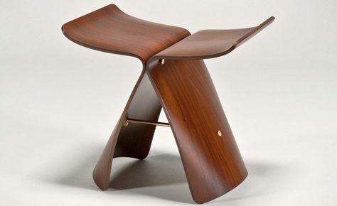 Sori Yanagi Butterfly Stool, Butterfly Stool, Sori Yanagi, Mission Chair, Butterfly Chairs, Vitra Design Museum, Gold Chair, Office Chair Without Wheels, Vitra Design