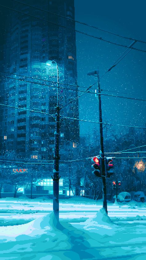 sixveeceear в Tumblr Uicideboy Wallpaper, Pixel Art Landscape, Gif Background, 8 Bit Art, Pixel Art Background, Pixel Animation, Winter City, Pixel Art Tutorial, Arte 8 Bits