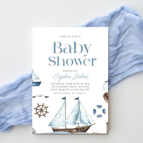 Nautical Baby Shower Boy, Nautical Baby Shower Invitations, Boat Theme, Nautical Elements, Ahoy Its A Boy, Blue Boat, Baby Shower Supplies, Nautical Baby Shower, Boy Baby Shower Themes