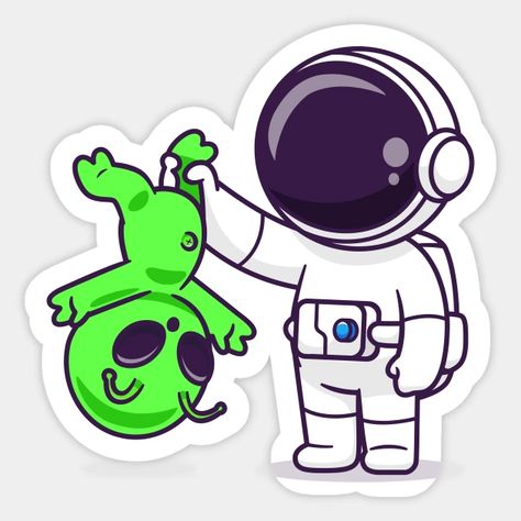 Alien Lucu, Alien Stickers Aesthetic, Alien Illustration Cute, Cool Sticker Ideas, Sticker Art Ideas, Alien Cute, Cute Aliens, Alien Stickers, Astronaut Sticker