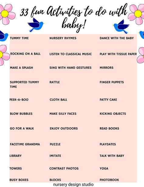 Fun activities to do with baby | We are sharing 33 Awesome baby activities to keep your baby occupied and engaged. Things To Do With Your Infant, Activities For Newborns Infants, Newborn Activities Things To Do, Newborn Baby Activities, Sharing Room With Newborn, Things To Do With Baby, Things To Do With Babies, Baby Memory Books, Infant Play